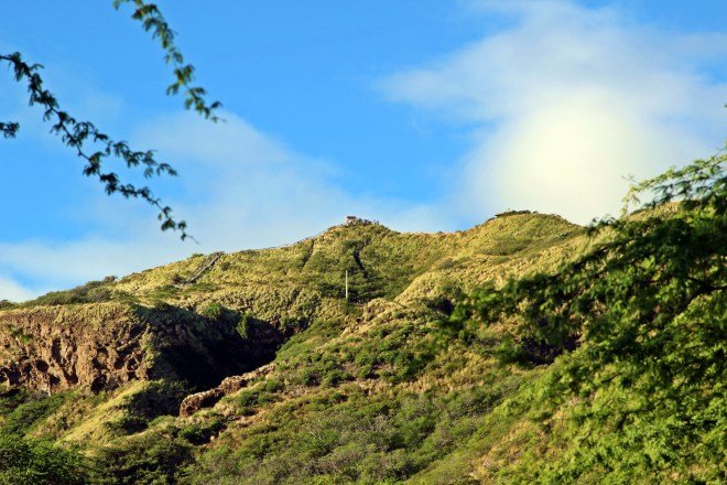 Looking up at the lookout from the parking lot 