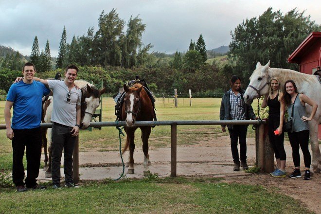 Here they with the horses and their guide.