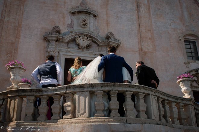 One of the weddings in the church in the square in Taormina