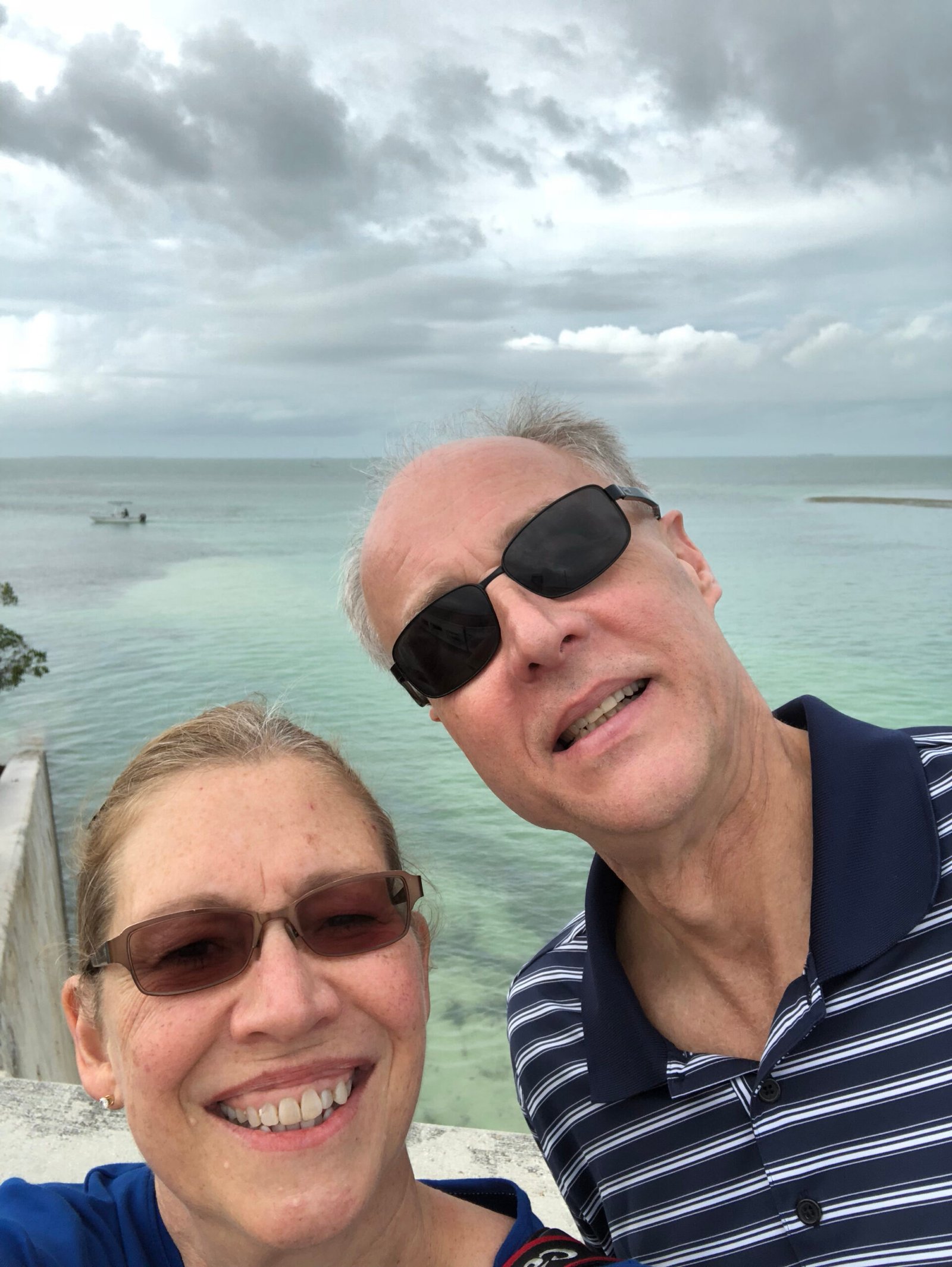 Selfie next to the road on our drive down through the keys