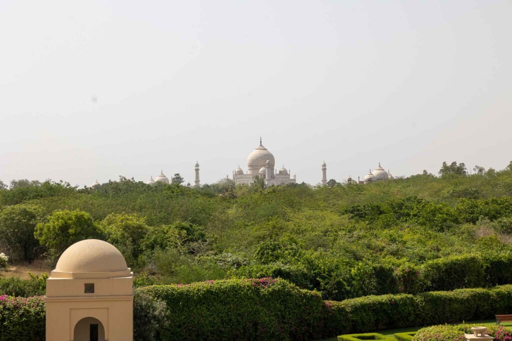 View of the Taj Mahal from the hotel lobby