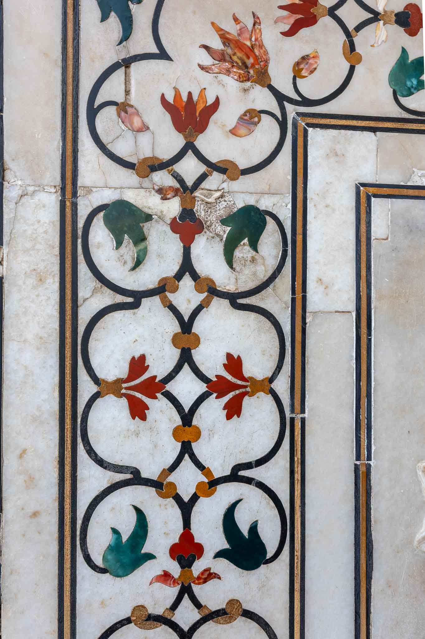 Closeup of some of the inlay of precious stones