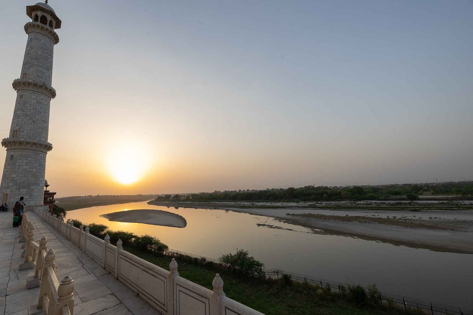 Sunset on the river behind
