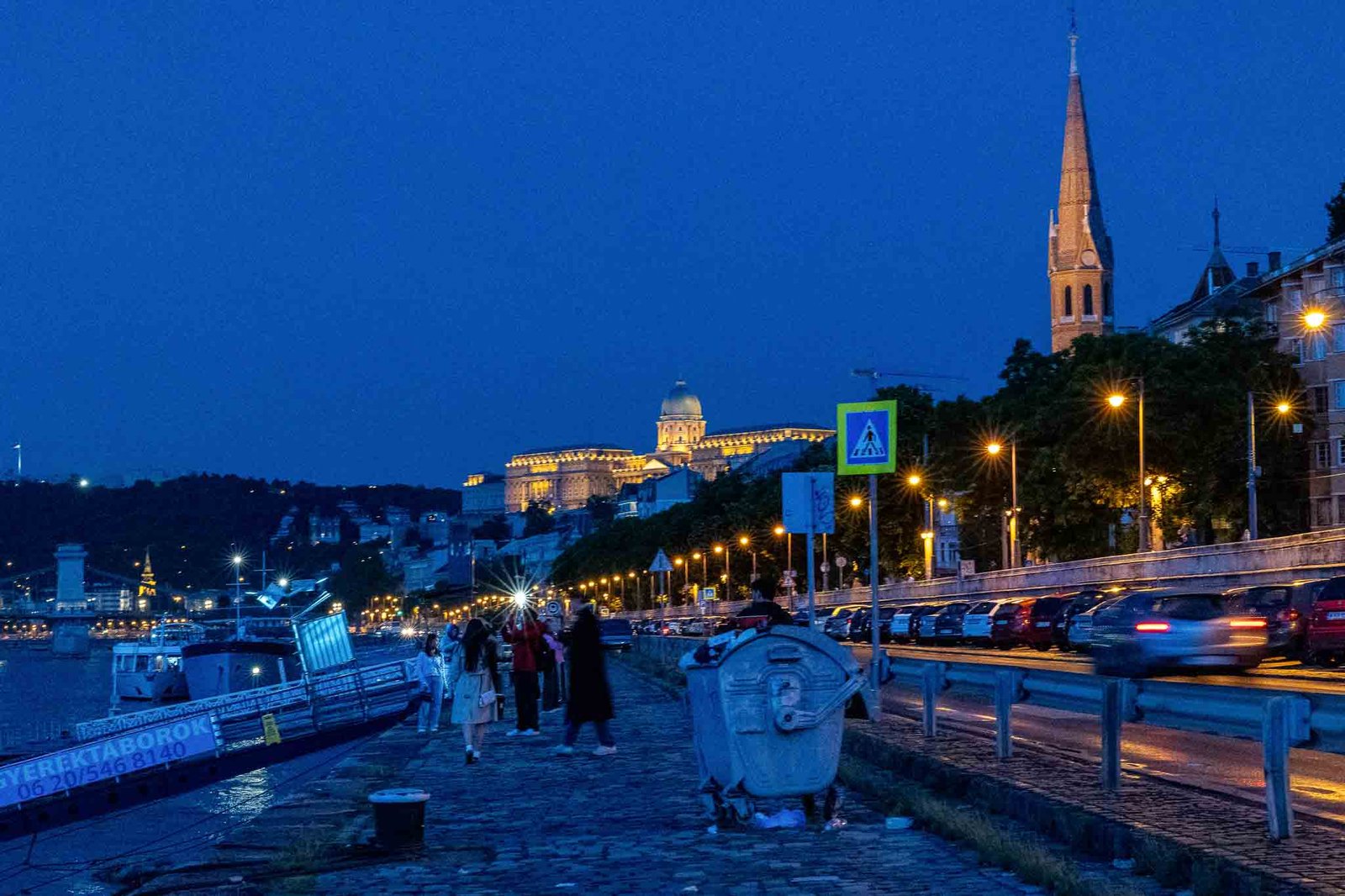 Waterfront views of Budapest in the evening