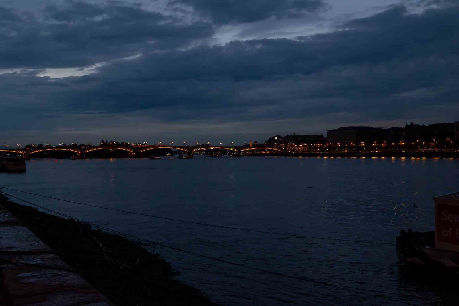 Waterfront views of Budapest in the evening