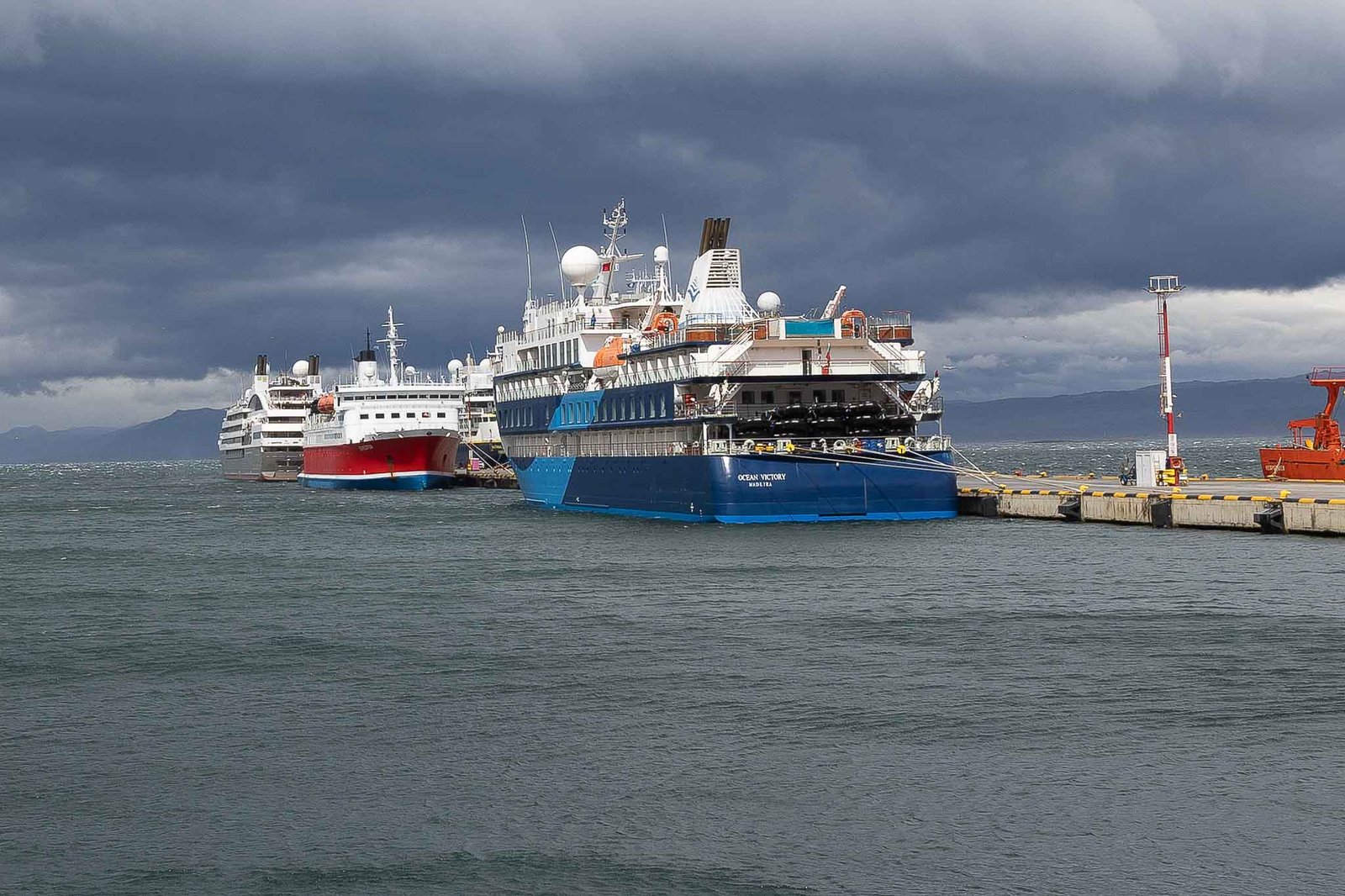 Ships waiting to leave for the Antarctic - ours is hidden