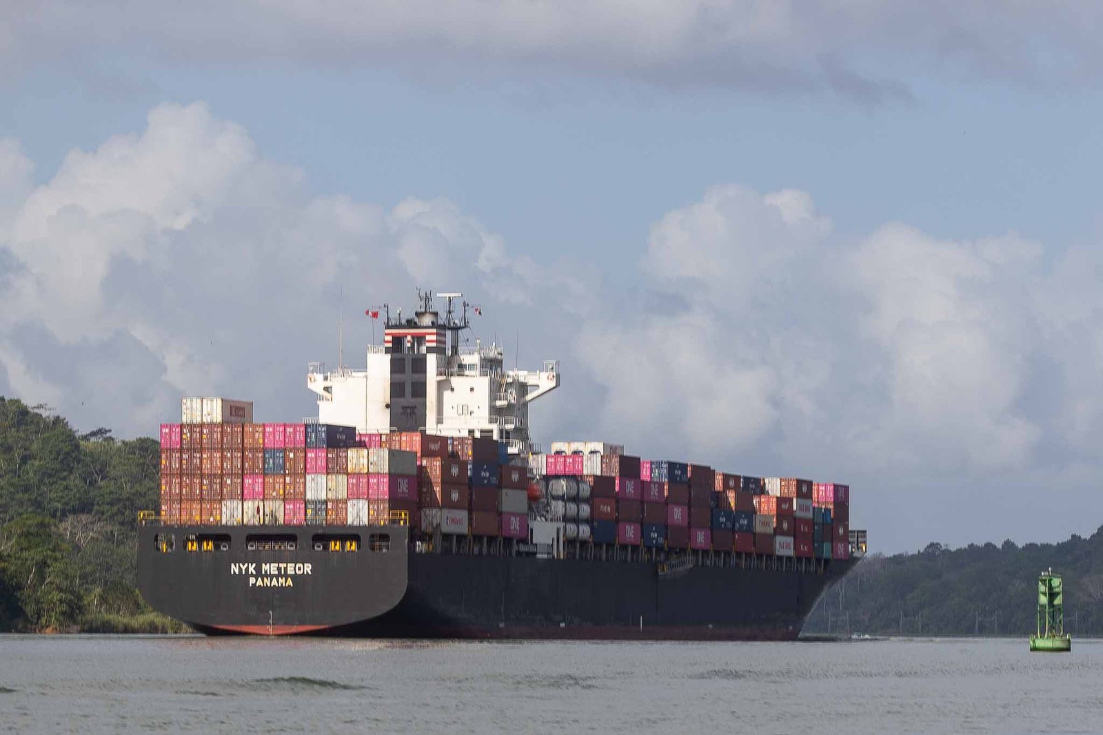 Container ship that we passed in the canal