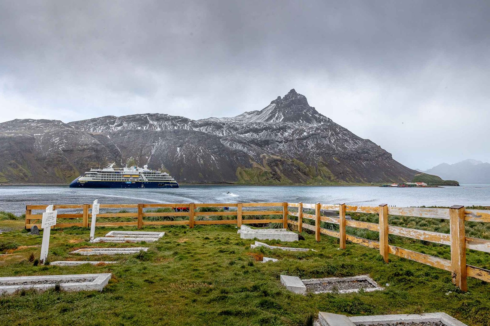 View of the graveyard and our ship