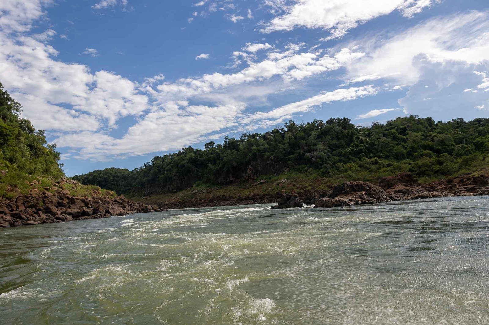 On the boat headed to the falls