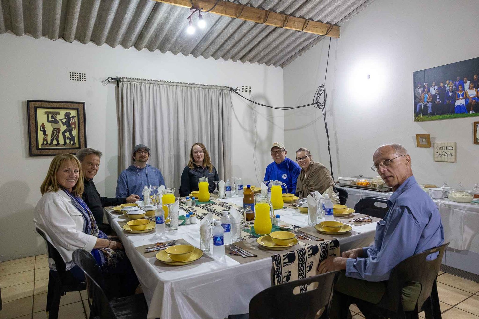 eating at Flatters house with our group