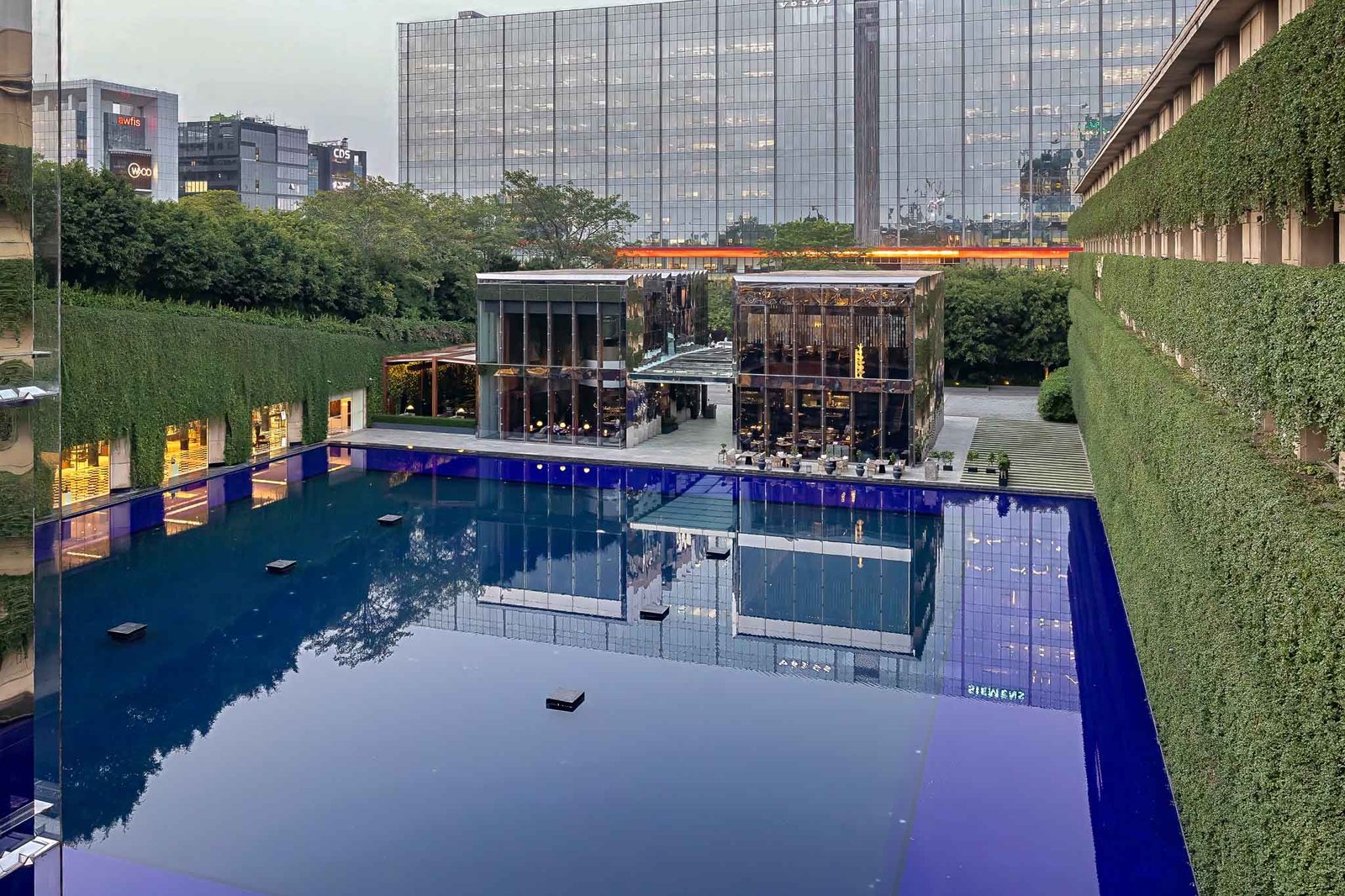 View from the hotel lobby of their new bar and restaurant