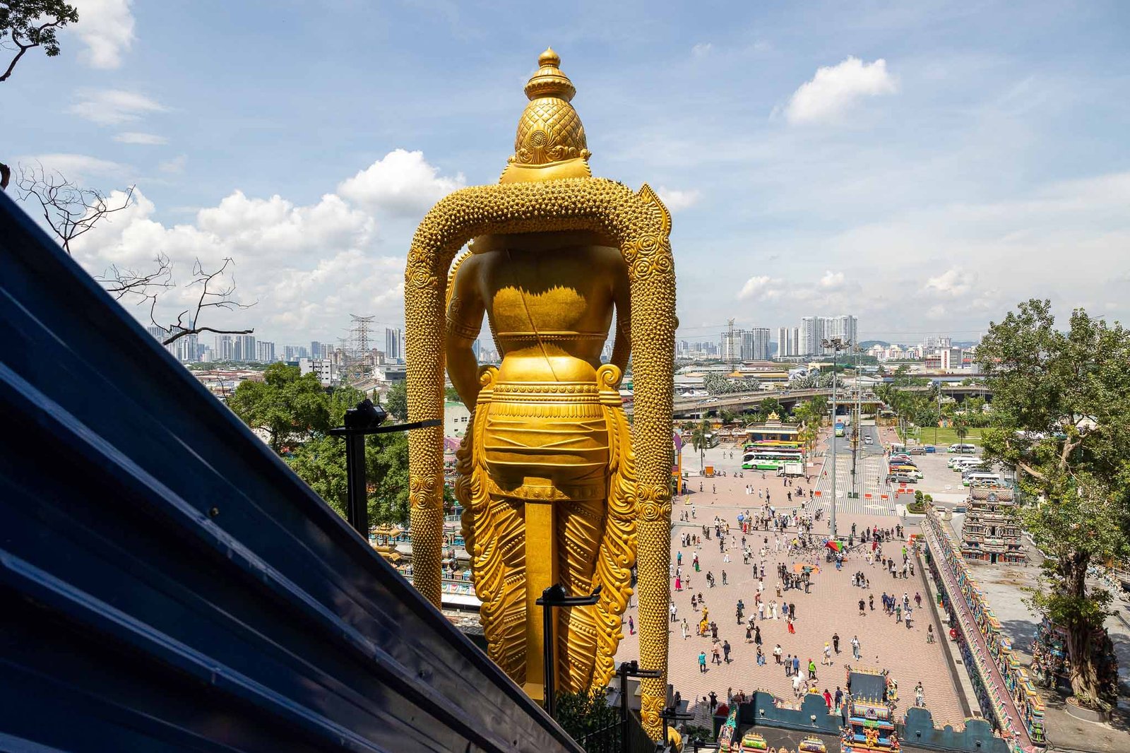 Statue of Lord Murugan from the stairs coming down