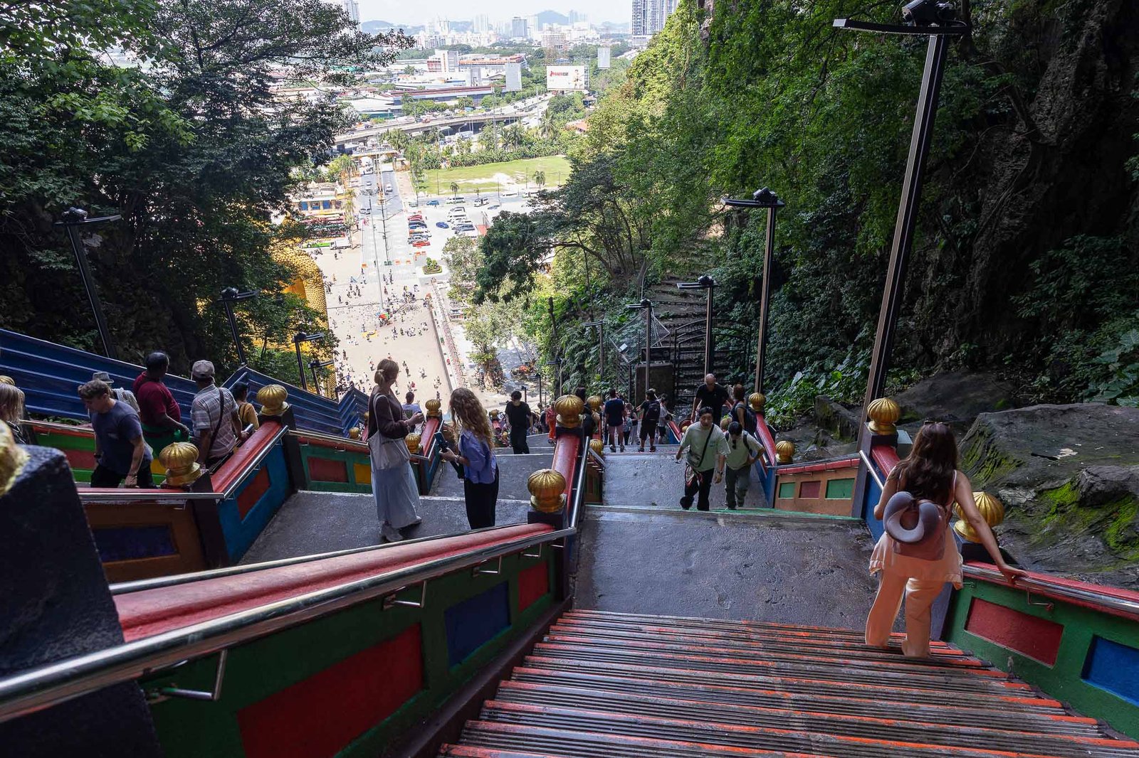 Stairs to the Batu Caves looking down