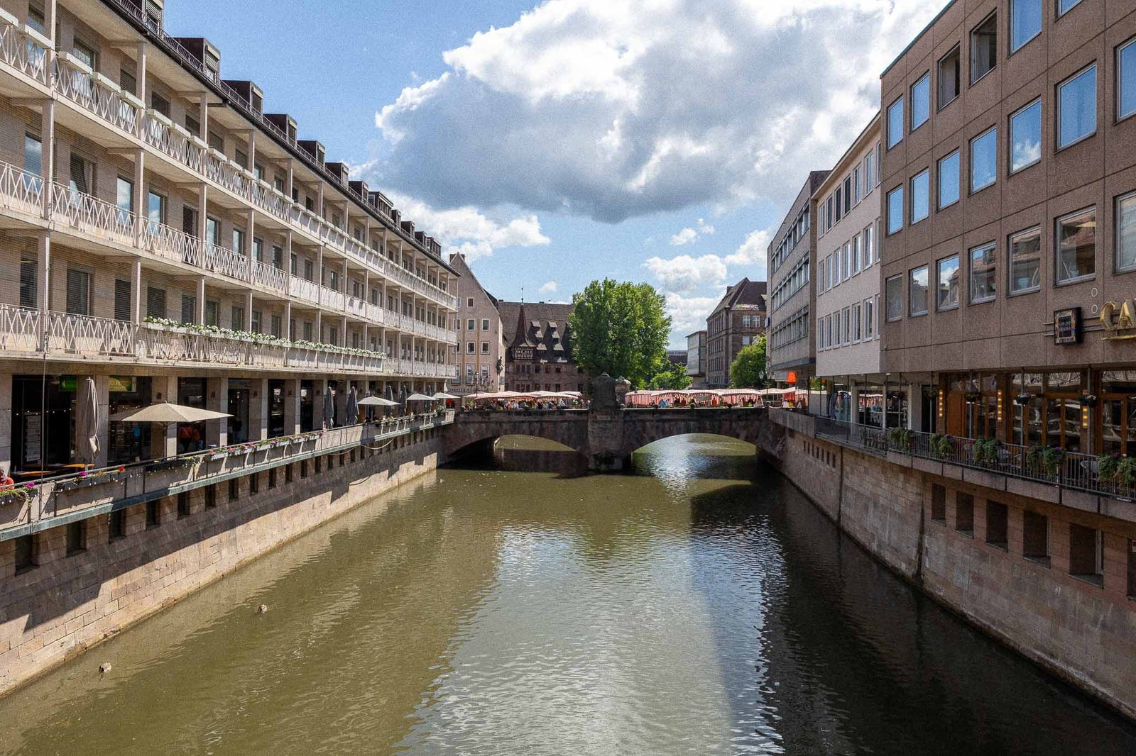 View from the bridge off of Hauptmarkt square