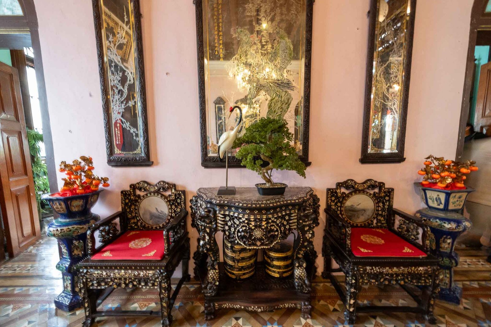 Pinang Peranakan Mansion - beautiful furniture with mother of pearl inlays