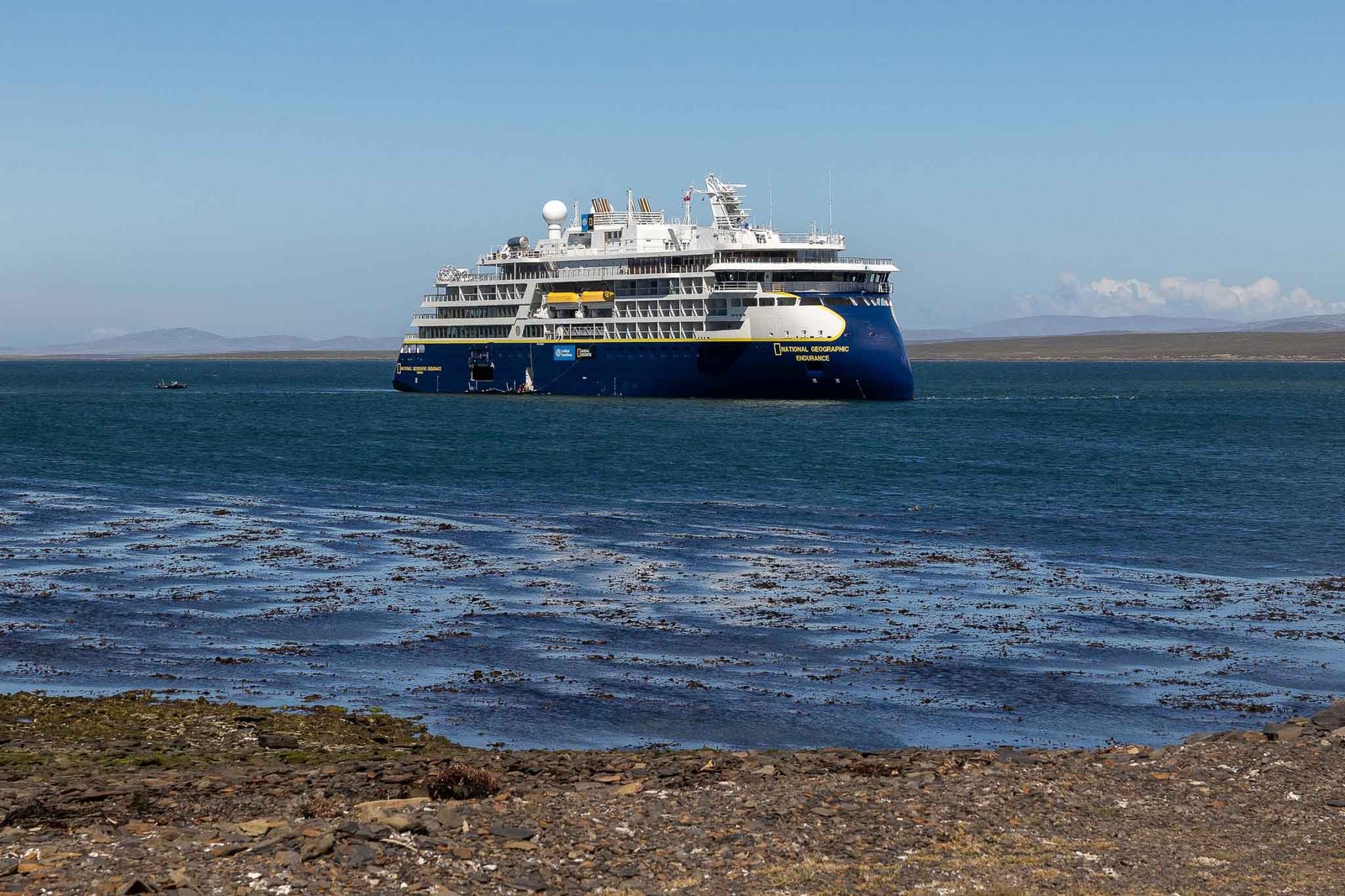 The ship from the beach on Saunders Island