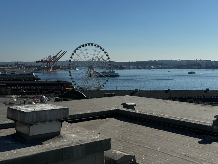 View from the market down to the Ferris Wheel