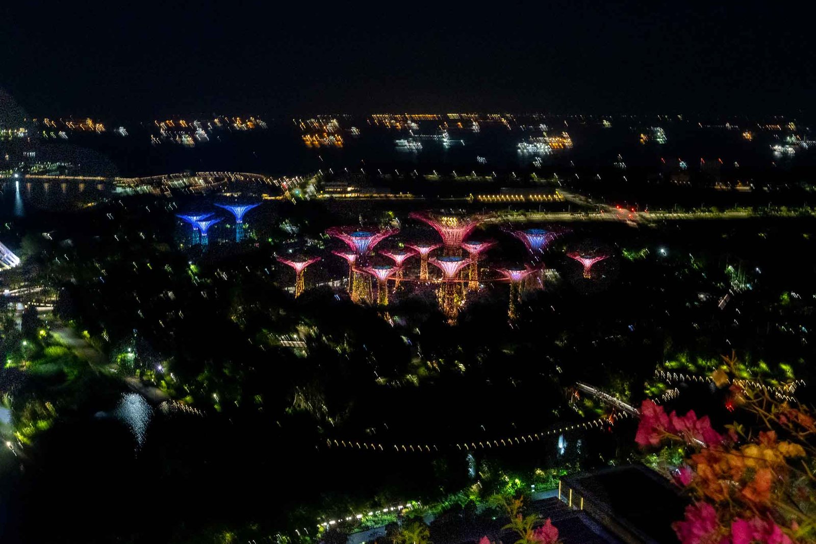 Gardens by the bay light show from our room