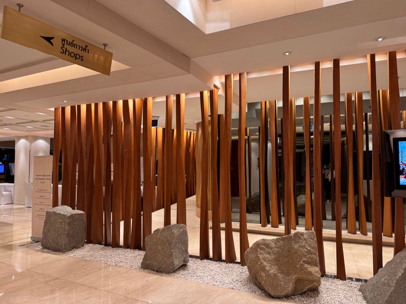 Indoor walkway in the ground floor of the hotel