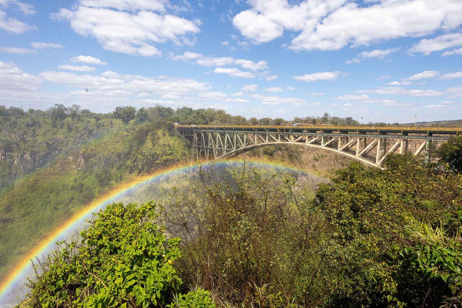 Bridge between Zambia and Zimbabwe over the canyon