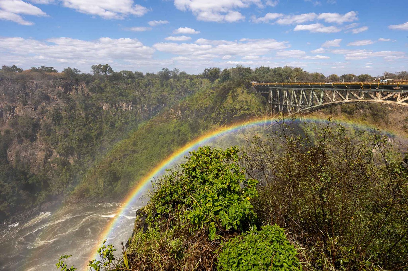 Bridge between Zambia and Zimbabwe over the canyon