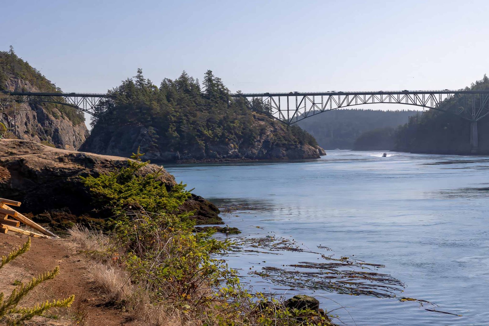 Views from the Lottie Point Loop trail With Deception Pass Bridge in the distance