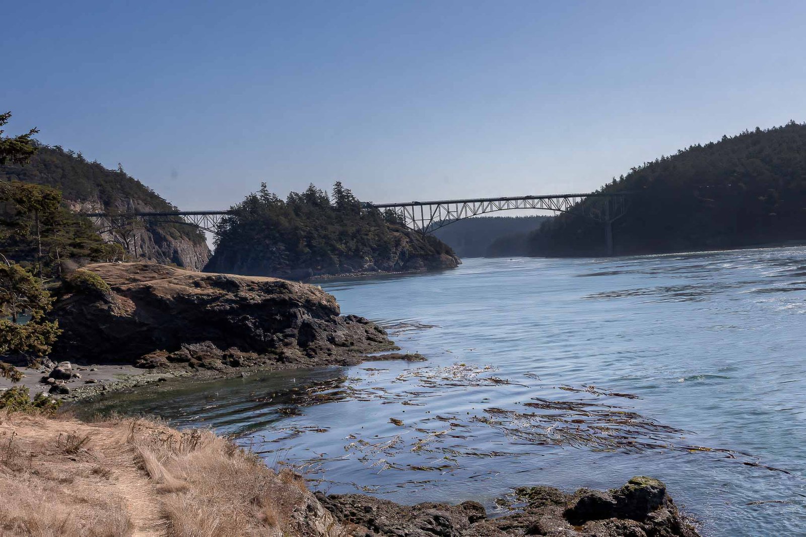 Views from the Lottie Point Loop trail With Deception Pass Bridge in the distance