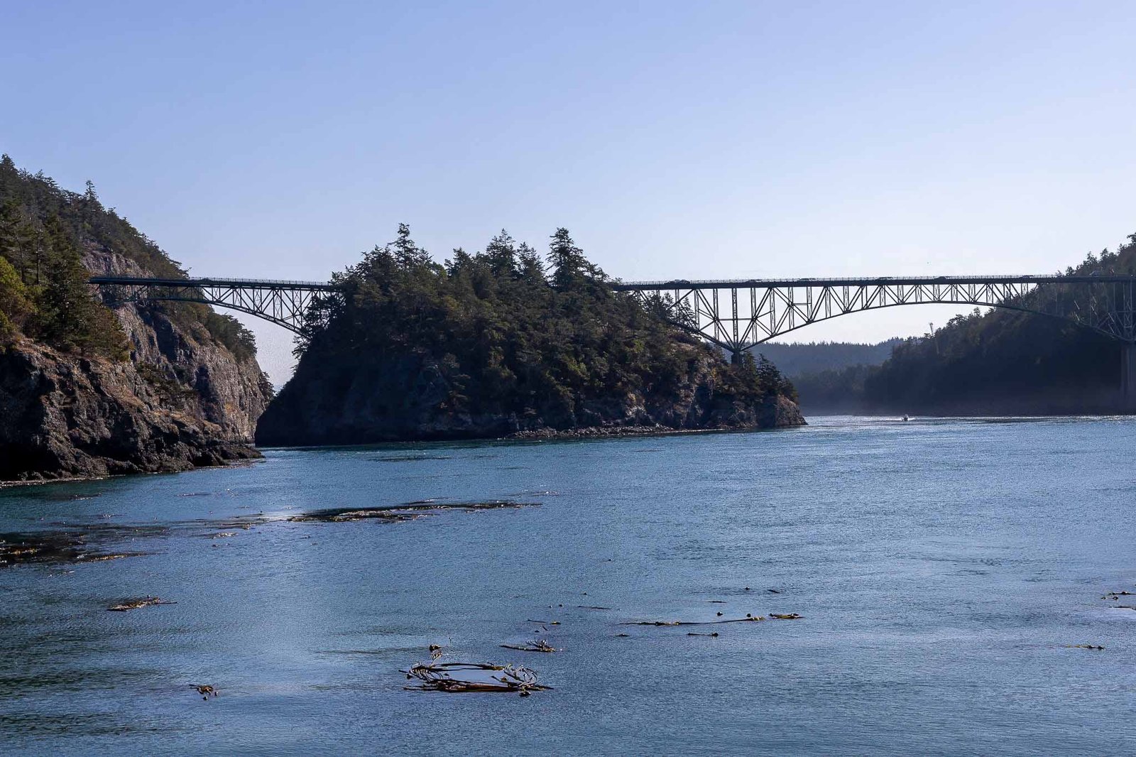 Views from the Lottie Point Loop trail With Deception Pass Bridge in the distance