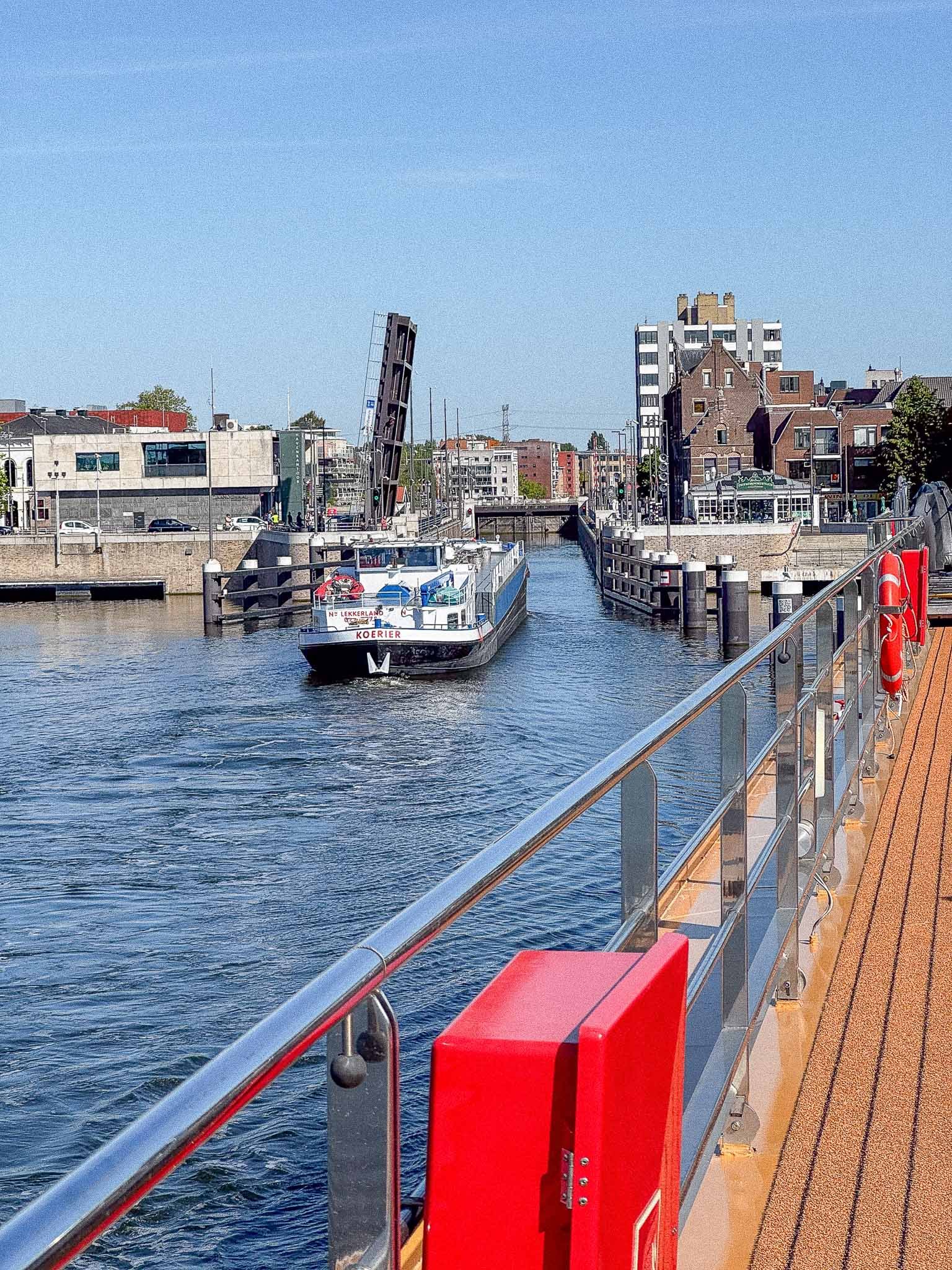 The Bridge in Zaandam with a boat going through